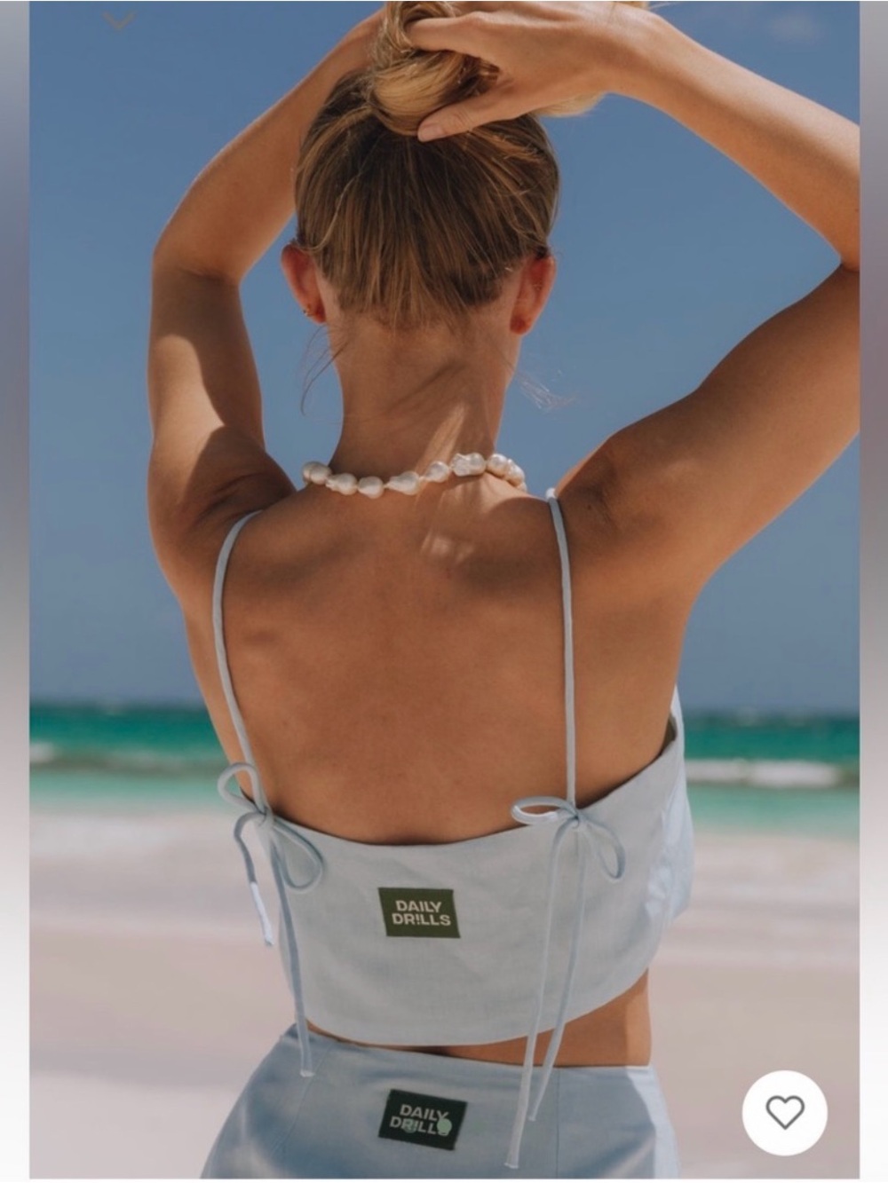 Daily Drills Pastel Blue Tie-Back Crop Top
